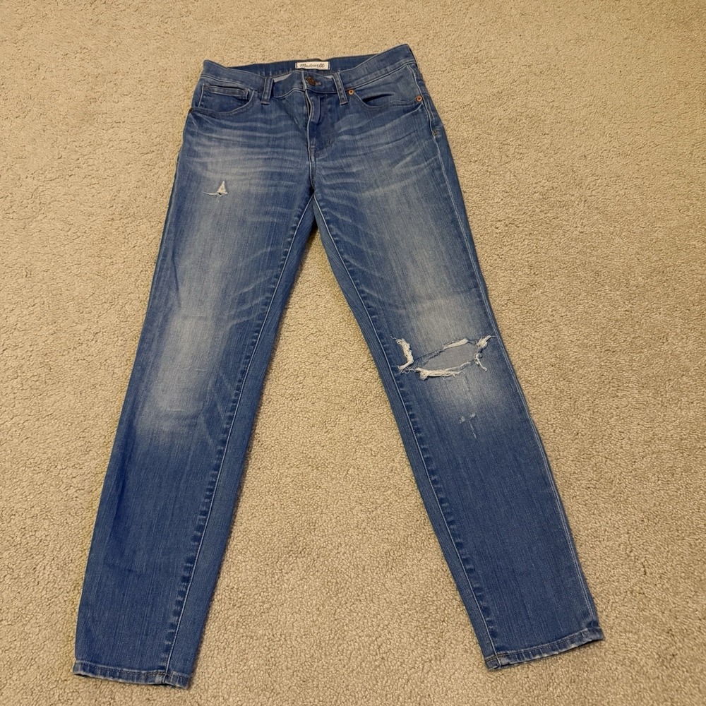 Madewell Women's 9" High Riser Skinny Skinny Jeans Light Wash Distressed Size 27